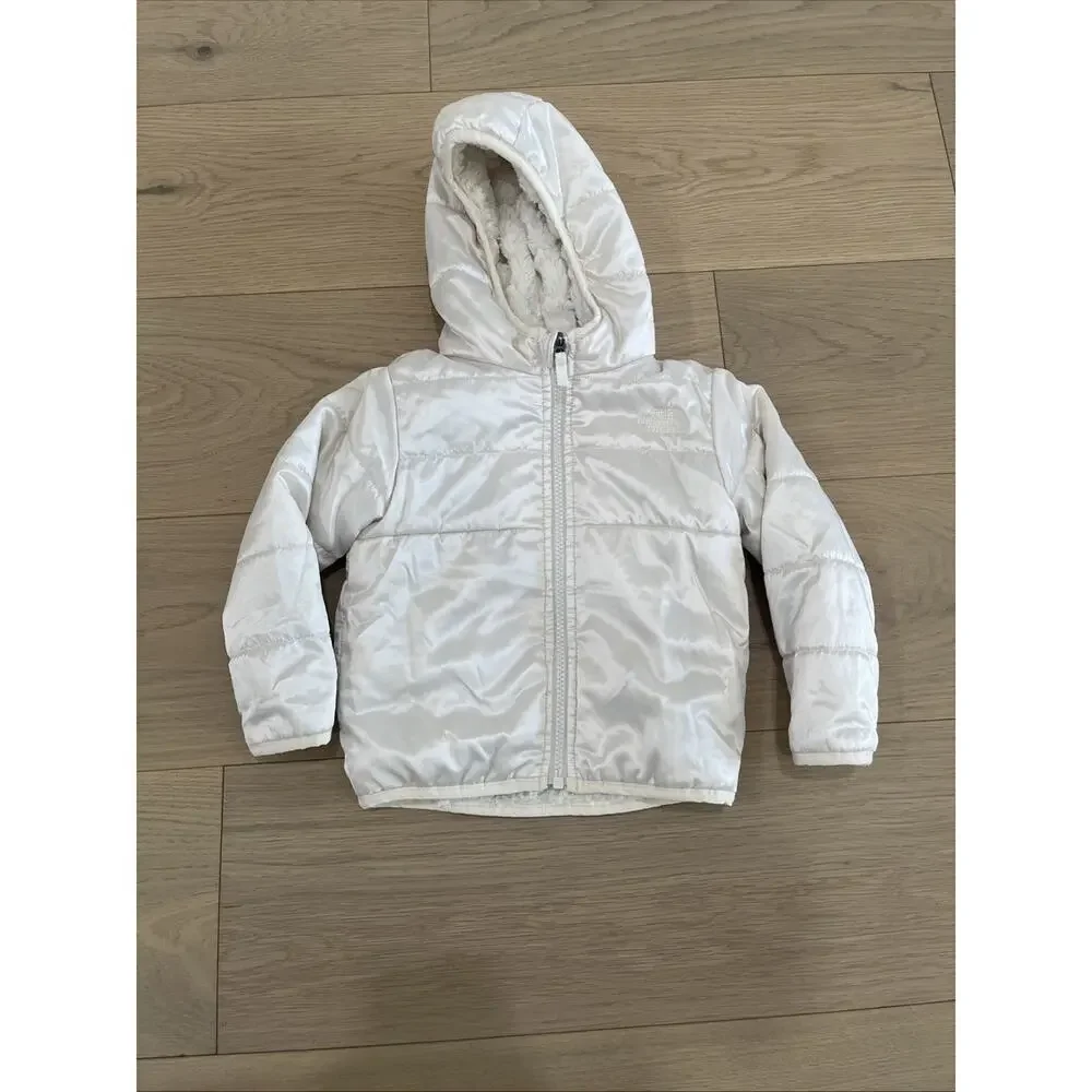 The North Face White Ivory Faux Fur Reversible Jacket 12-18 Months Warm Hood